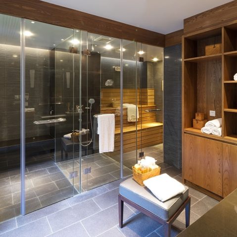 decoration and furniture in modern sauna room